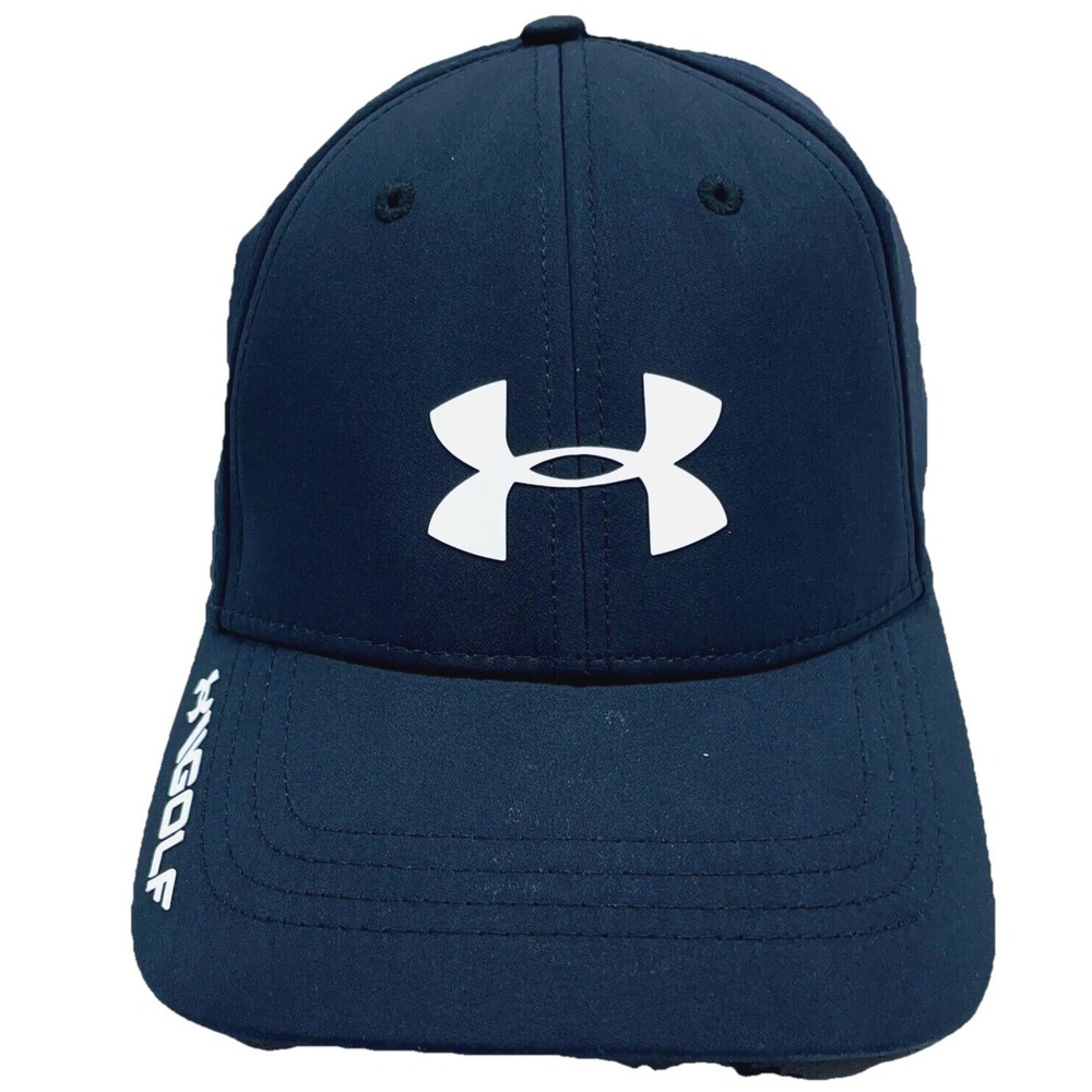 Under Armour Hat Cap Stretch Fit L/XL Black White Golf Lightweight Performance